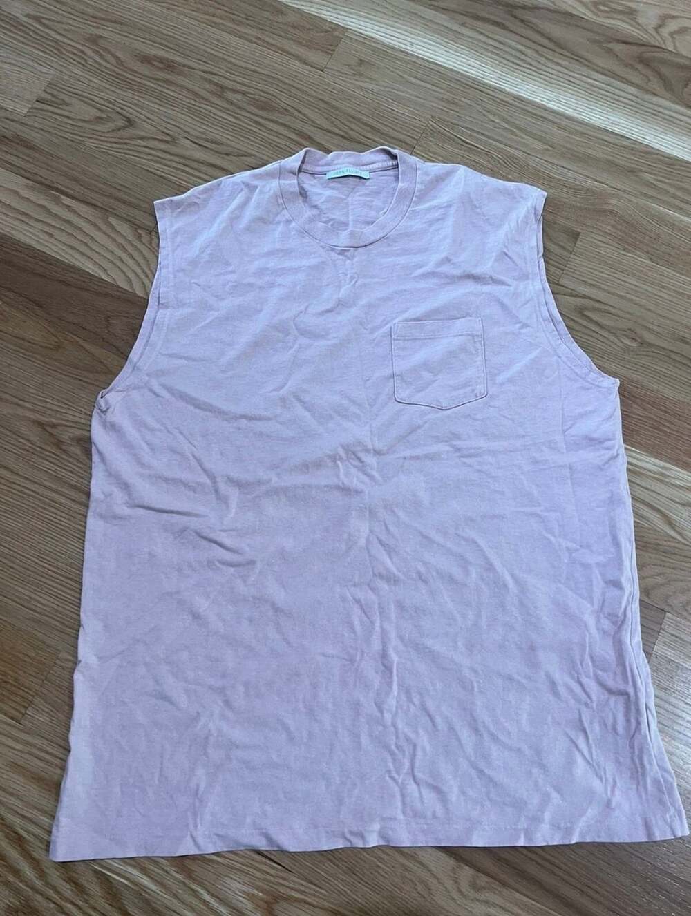 John Elliott Tank Top Size L Pink Cotton Sleeveless Pocket Crew Neck